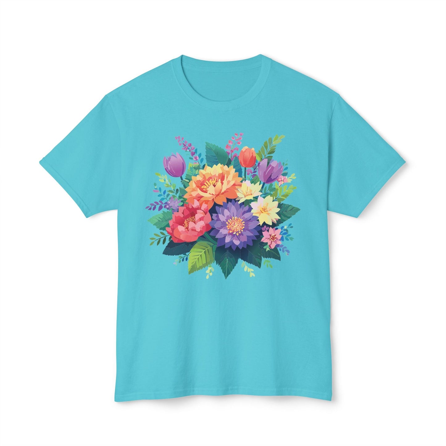 Unisex HD Cotton Art Print T Shirt Floral Design Tee Vintage Flowers Tee Shirt Made in USA