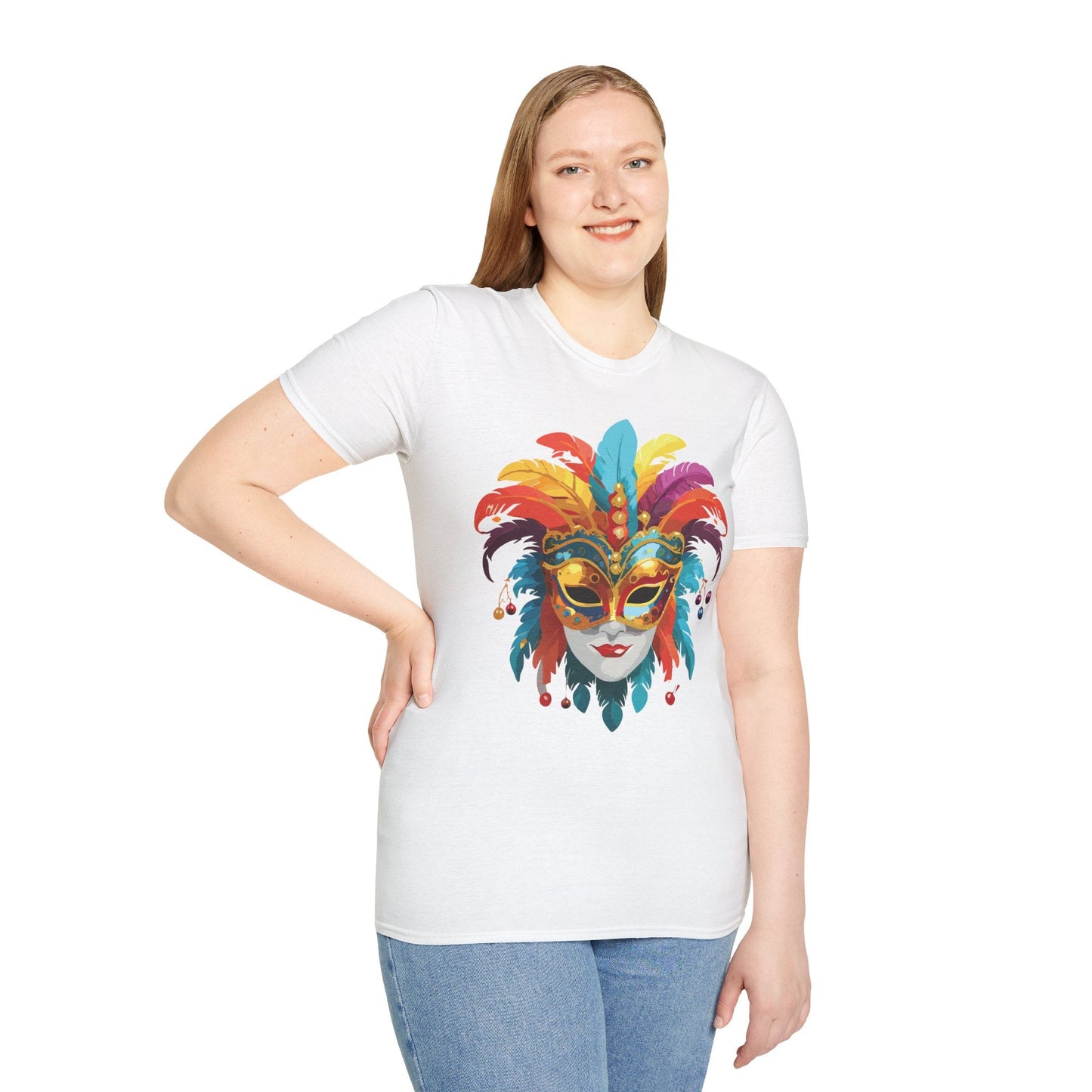 Mask Tee Shirt Unisex Masquerade Art Design Gildan Softstyle 64000 Short Sleeve Tee