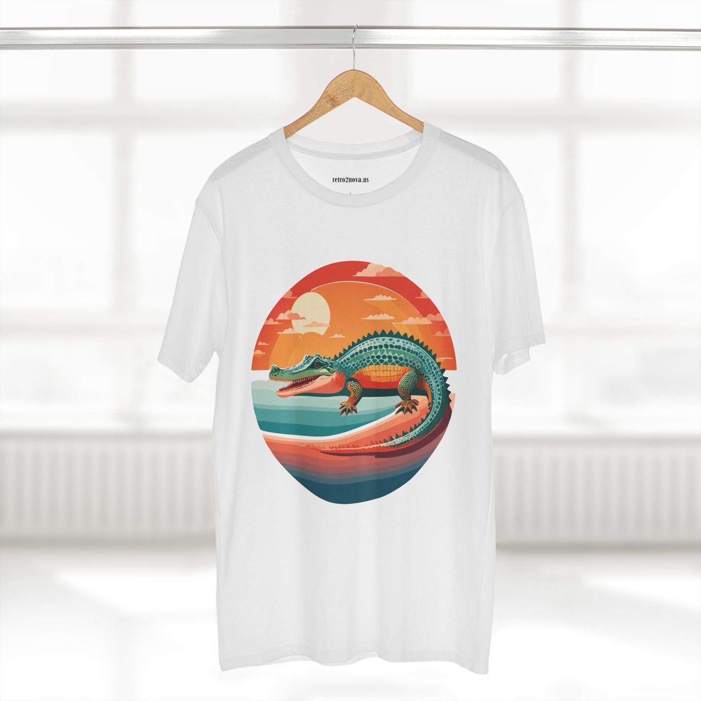 Unisex Crocodile Animal Shirt With Original Art Design Retro2Nova Premium Cotton Staple Tee For Everyday Comfort