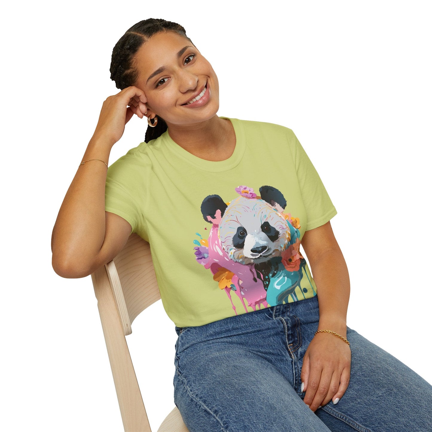 Gildan Softstyle Panda Shirt Unisex T Shirt With Panda Animal Design 100 Percent Cotton Tee