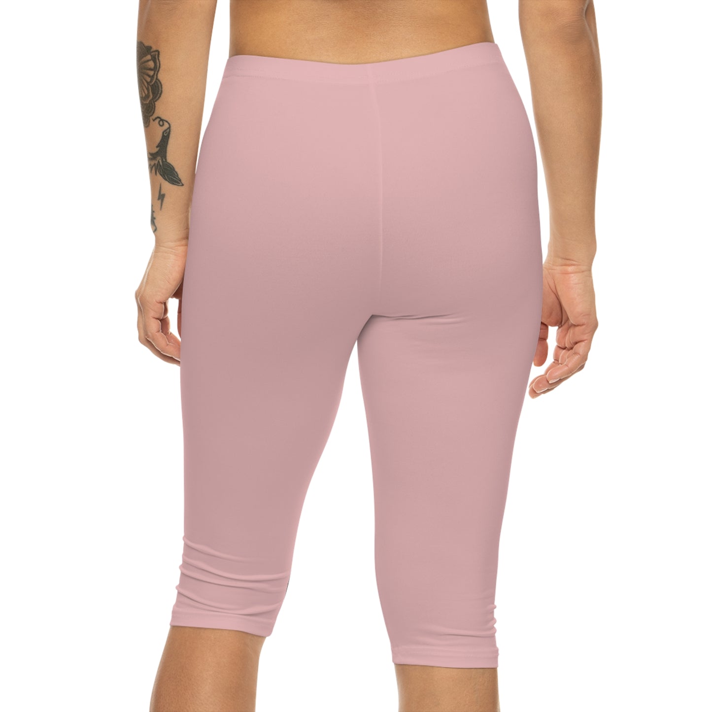 Tea Rose Color Women's Brushed Suede Poly Span Casual Capri Leggings XS-2XL