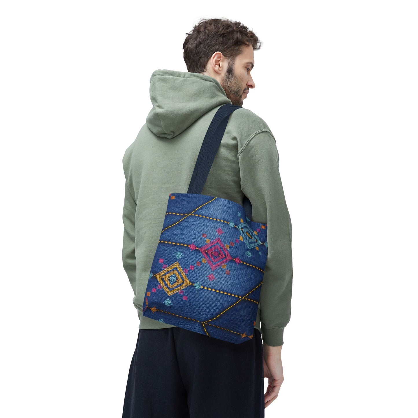 Diwali Graphic Denim Fabric Imitation Print Unisex Canvas Bag Poly Spun 3 Sizes Tote Bag 205-22
