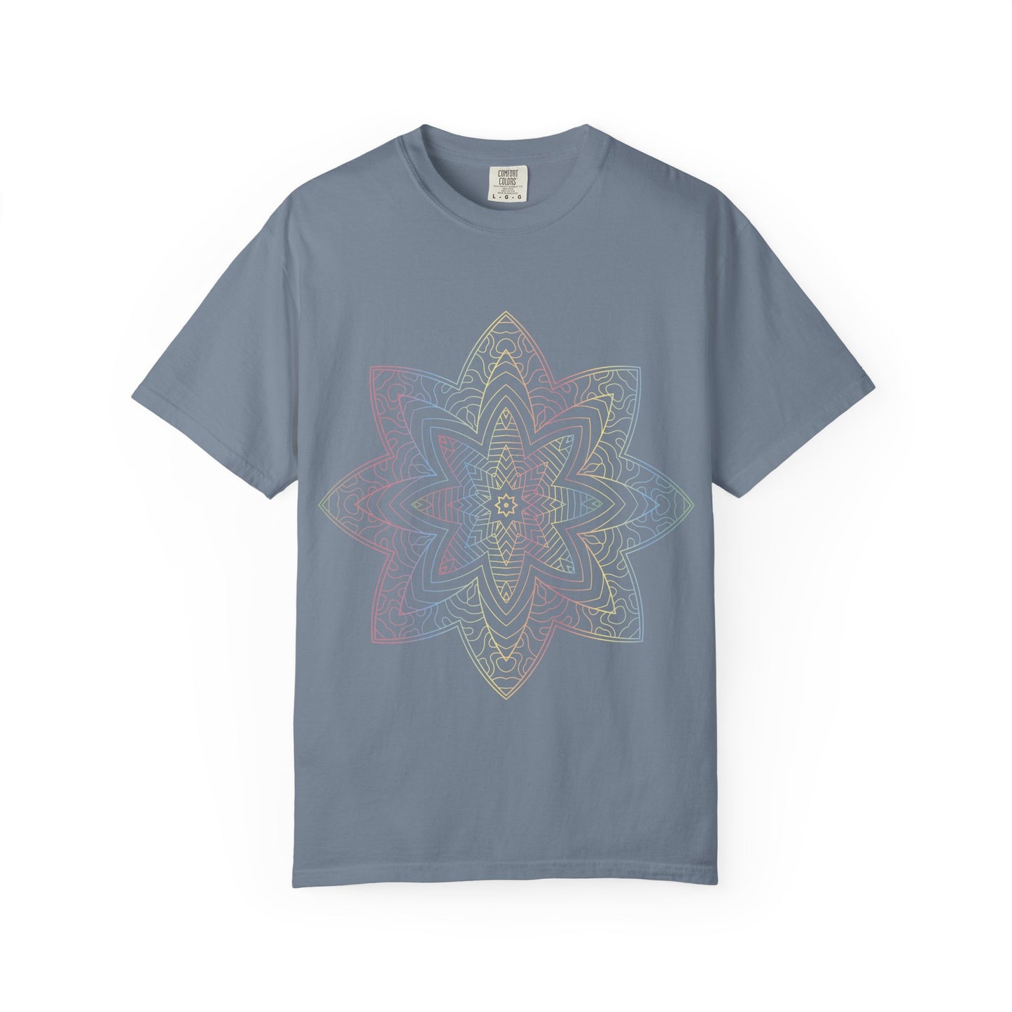 Unisex Garment Dyed Cotton T-Shirt with Mandala Graphic Design
