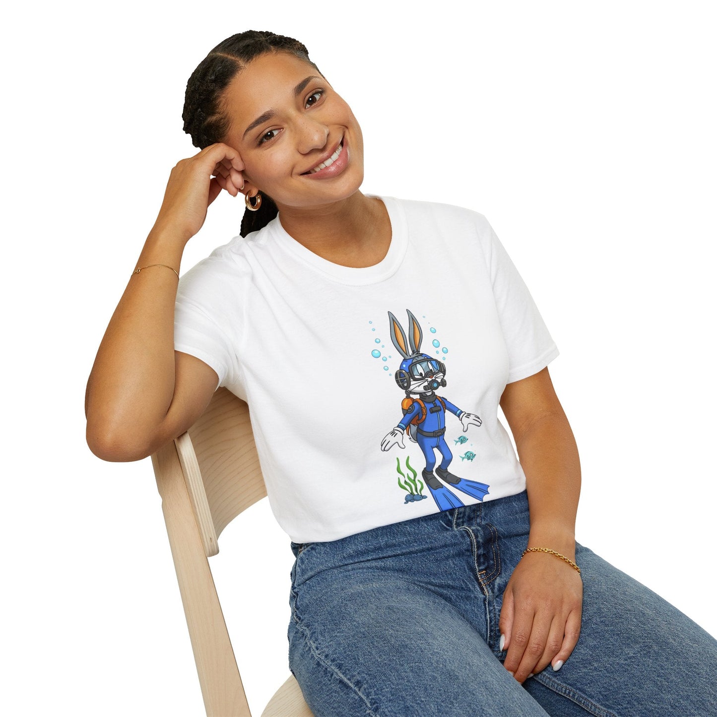 Bugs Bunny T Shirt Unisex Short Sleeve Cartoon Tee Gildan Softstyle 64000 Cotton