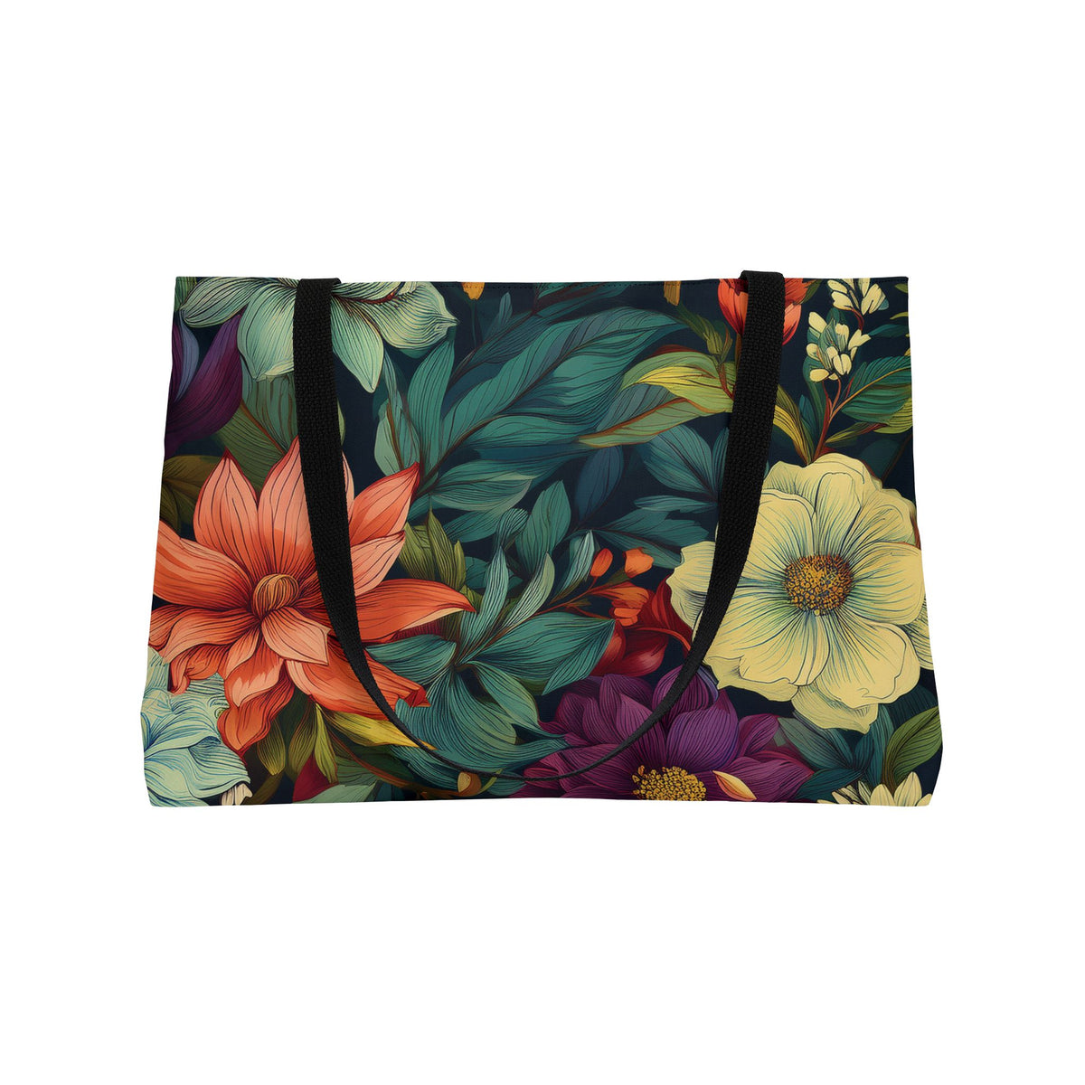 Floral Print Poly Canvas Weekender Bag 01