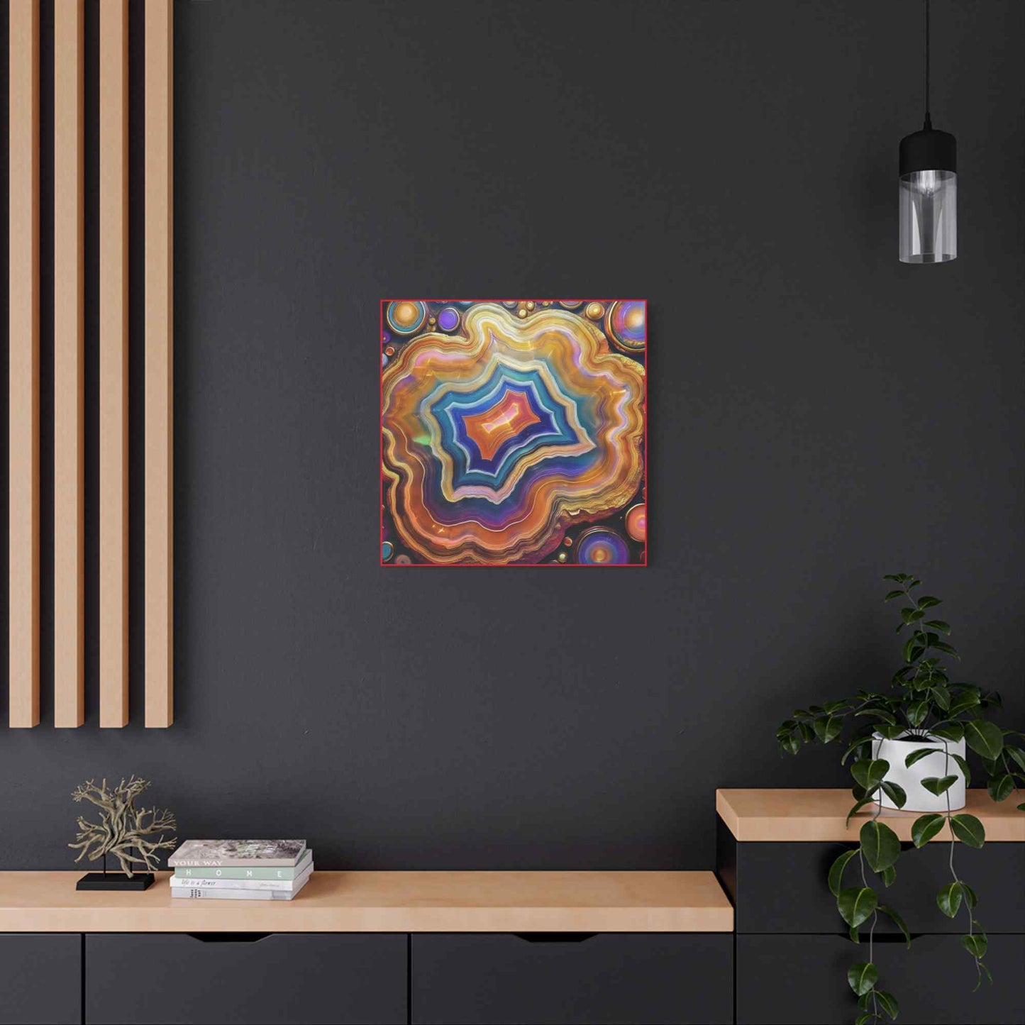 Agate Stone Graphic Print Canvas, Oil Paint Print 20x20, 24x24, 30x30, 32x32, 36x36 Canvas Pine-Wood Inner Frame MC-191