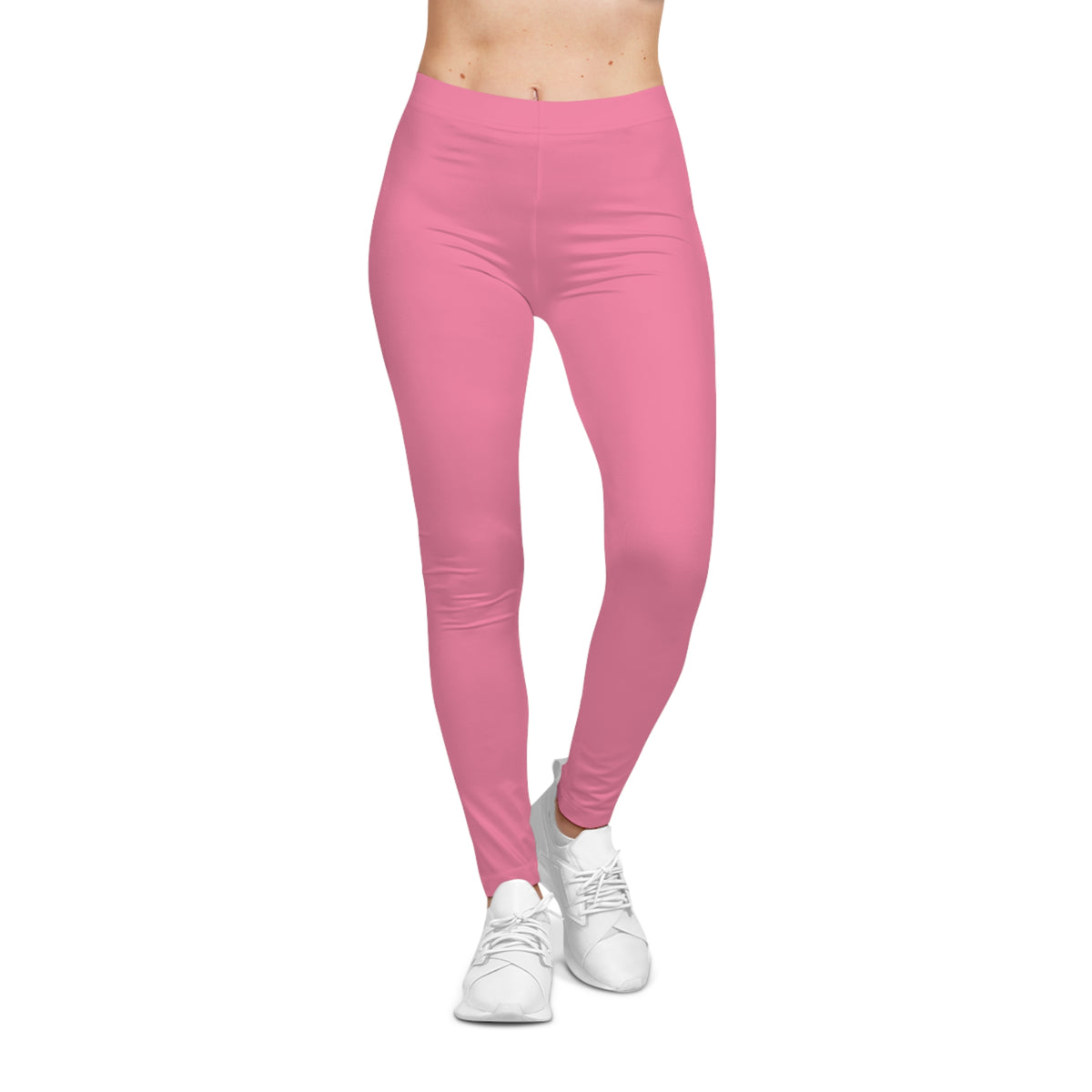 Bubblegum Tint Pink Color Women's Poly-Span Casual Leggings XS-2XL