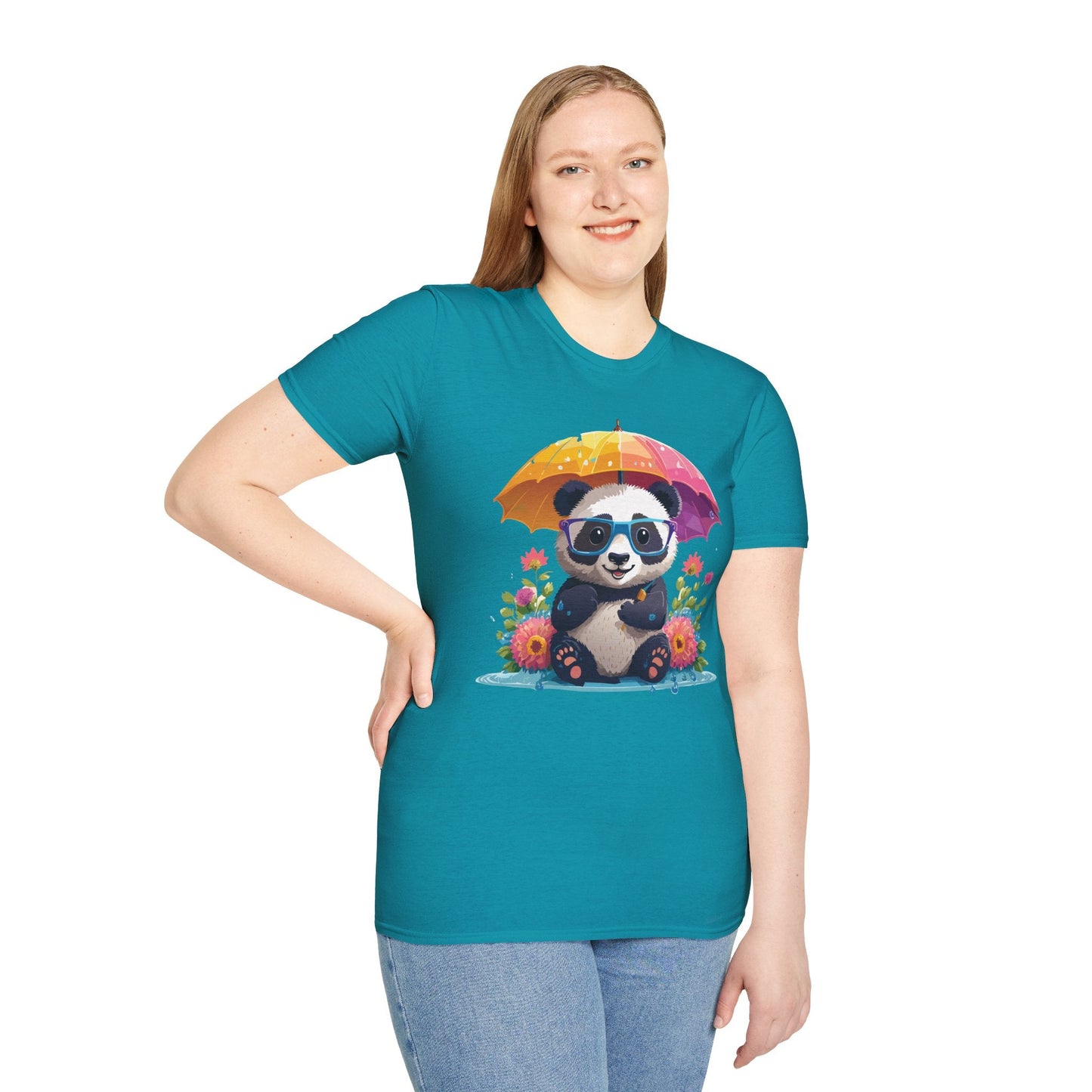 Unisex Panda Shirt Softstyle Tee 100 Percent Ring Spun Cotton Comfortable Animal Tee