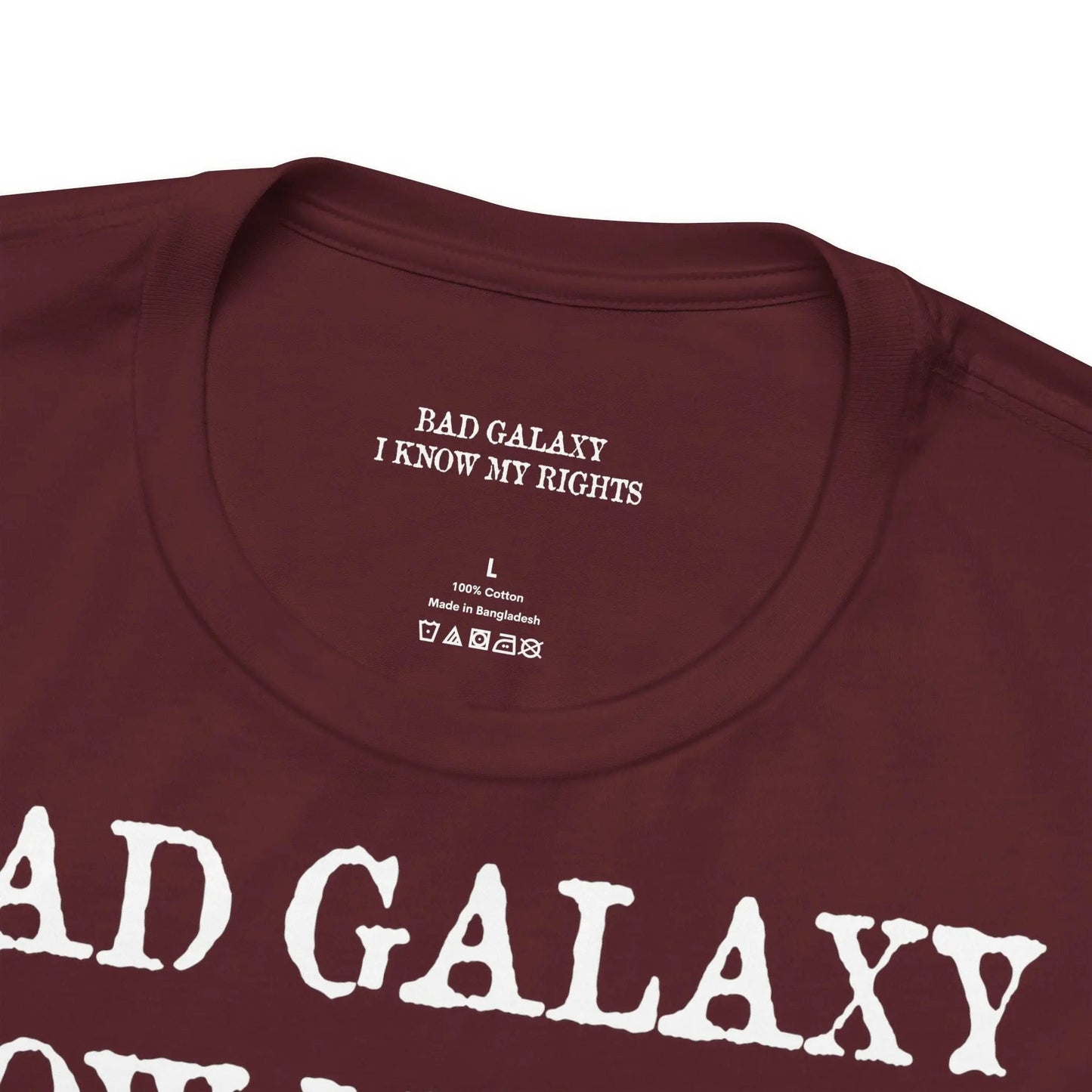 Red Stamp Tee Shirt 100 Percent Cotton From Bad Galaxy Eco Friendly Inks Made To Order In USA