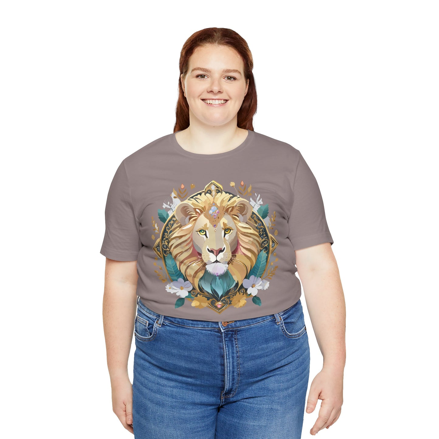 Unisex Lion Graphic Tee, Animal Shirt, Tee Shirt with Lion, Medallion T-Shirt, Animal Medallion Tees 2