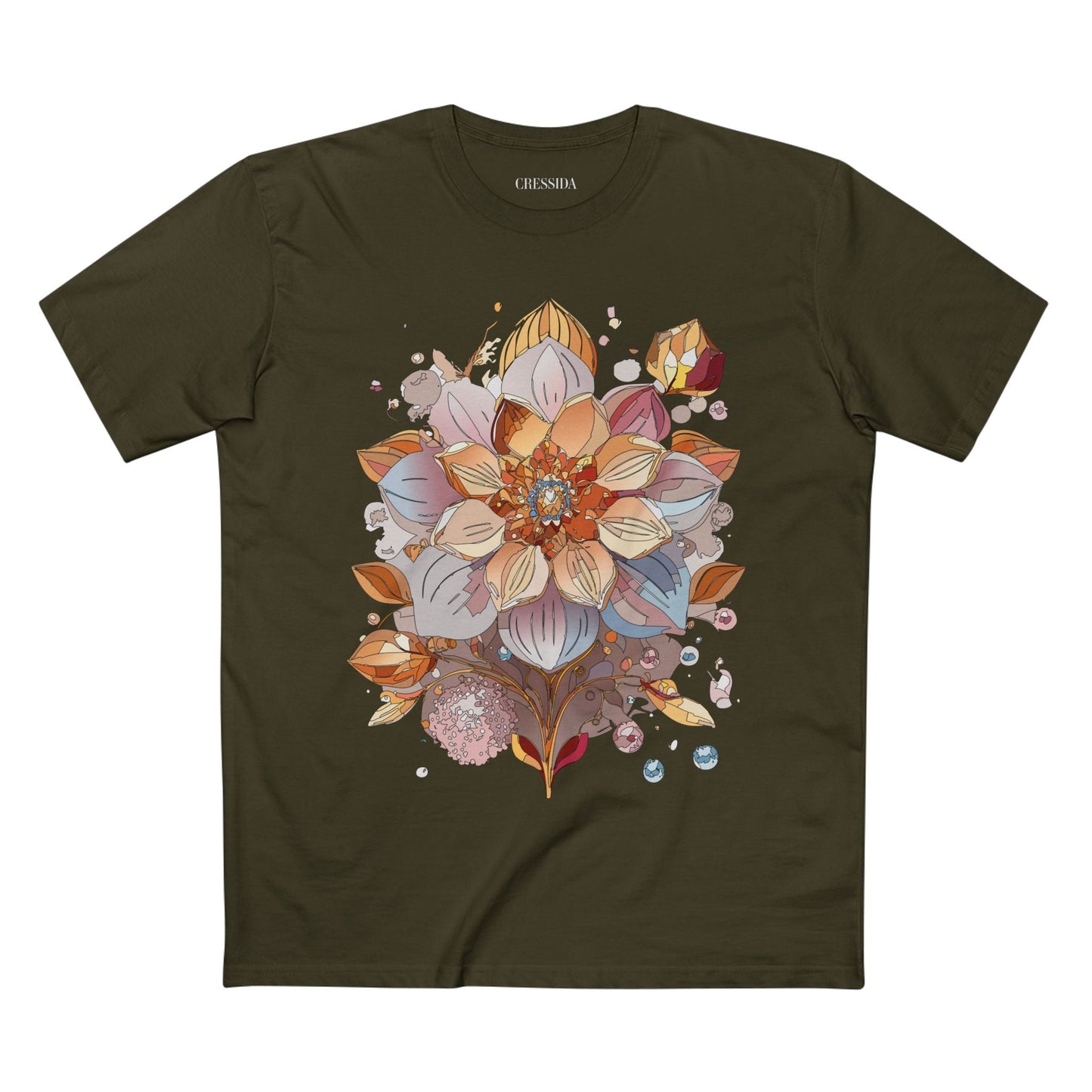 Floral Graphic T-Shirt Unisex 100 Cotton Art Design with Antique Flowers Tee 5