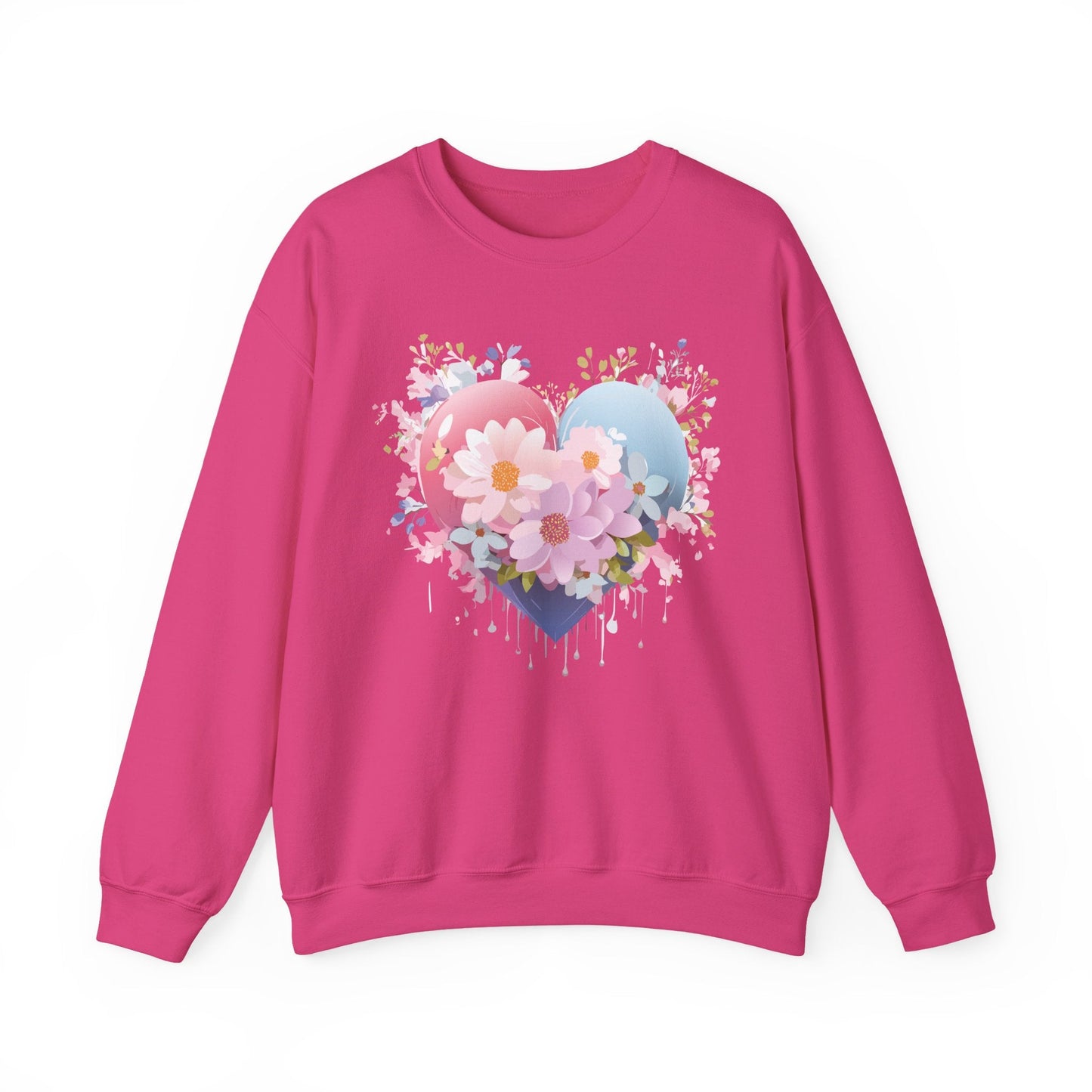 Floral Heart Unisex Crewneck Sweatshirt Gildan 18000 Heavy Blend 50 Cotton 50 Polyester