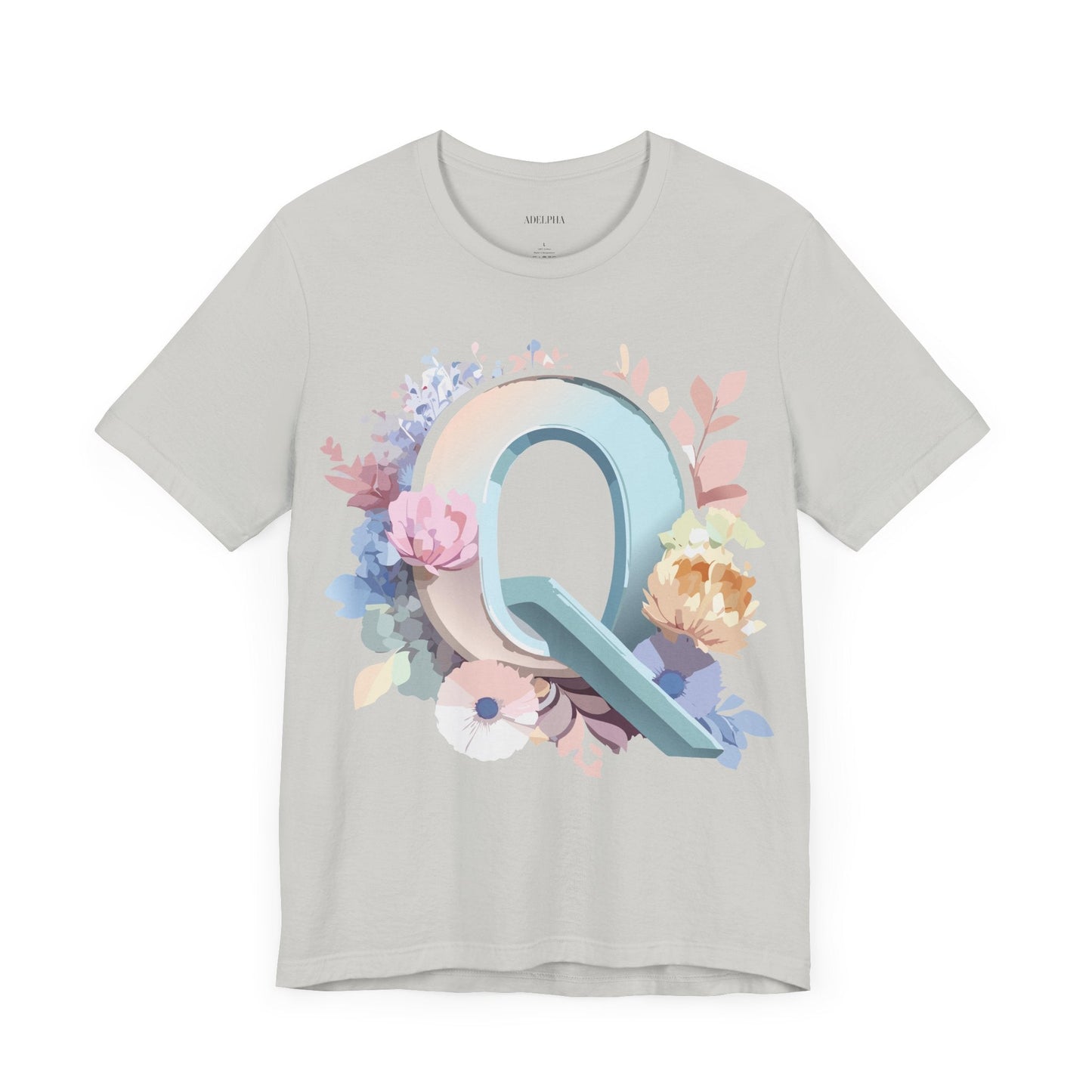 Letter Q Shirt Graphic Tee Unisex Short Sleeve by Adelpha Vintage Inspired Artwork
