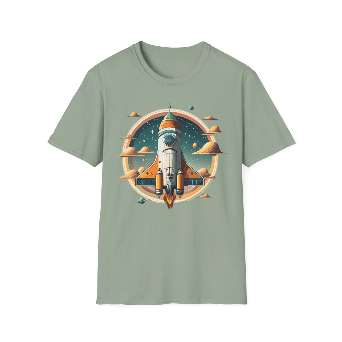 Retro Rocket Launch T-Shirt | Space Shuttle Graphic Design Unisex 100 Cotton Gildan T-Shirt