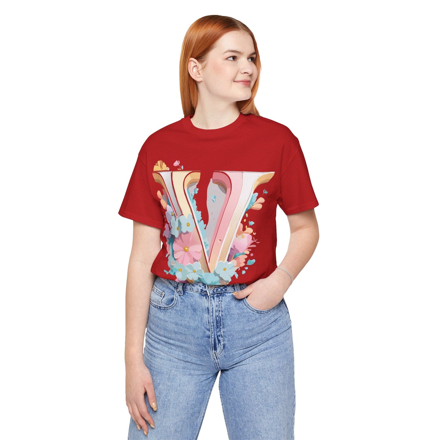 Letter V Graphic Tee Unisex Jersey Short Sleeve Vintage Inspired Art Design