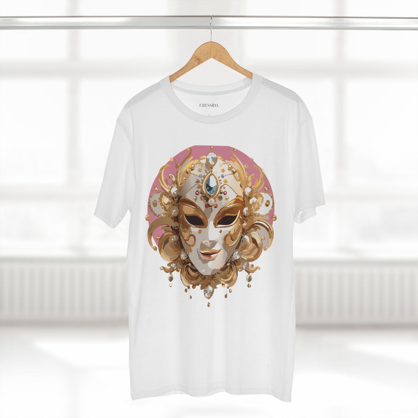 Carnival Mask Graphic T-Shirt Unisex 100 Cotton With Antique Gold Art Design Tee 13