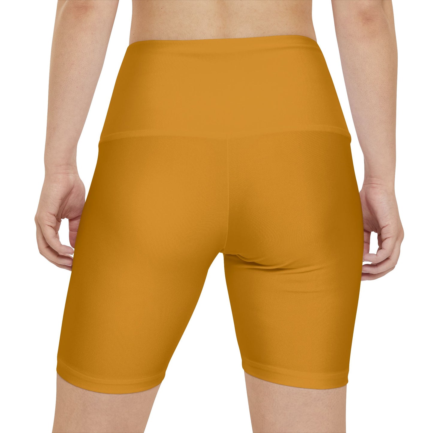 Harvest Bronze Women's High-Rise Workout Shorts — Solid Mustard Active Bike Shorts