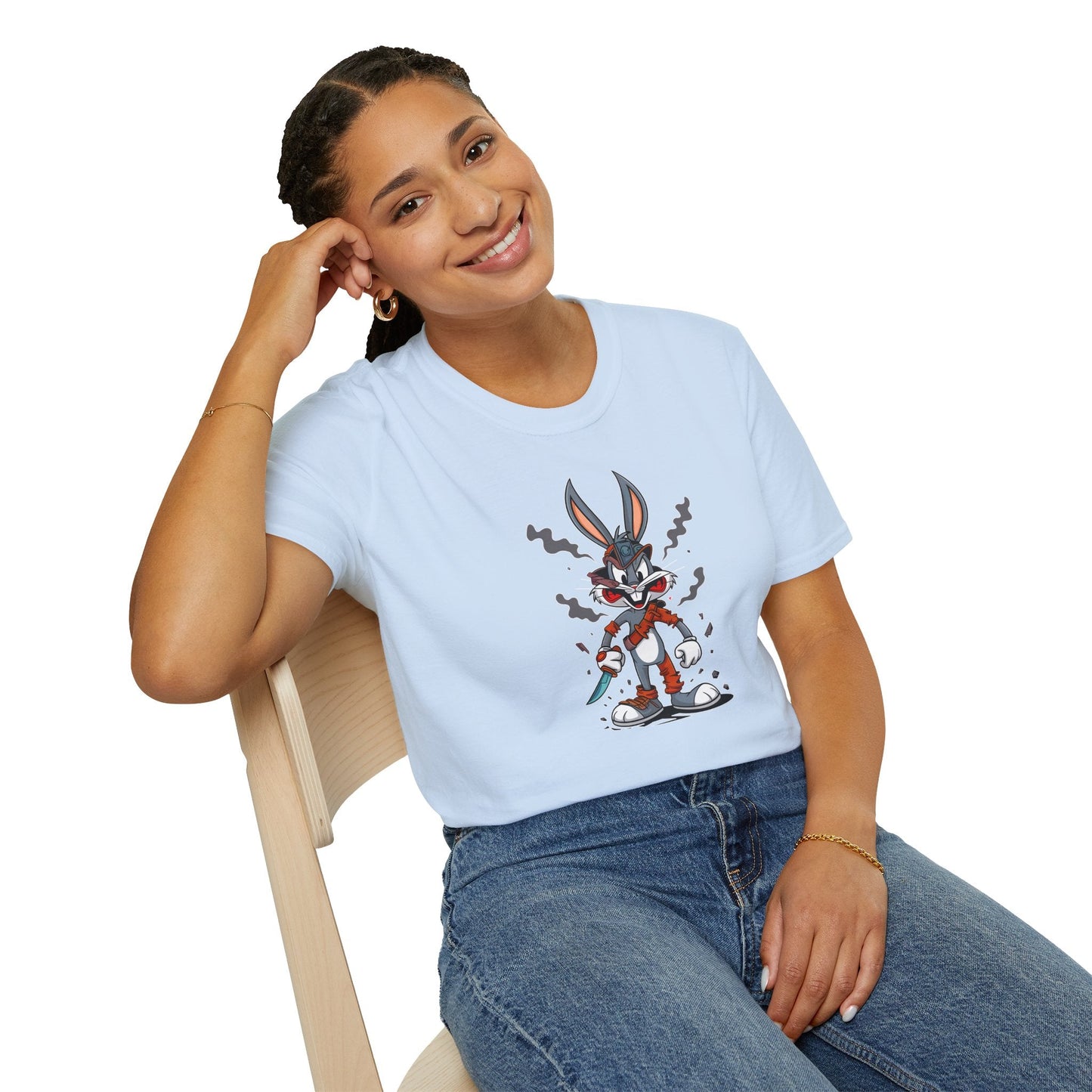 Bugs Bunny T Shirt 100 Percent Ring Spun Cotton Gildan Softstyle Unisex Cartoon Graphic Design