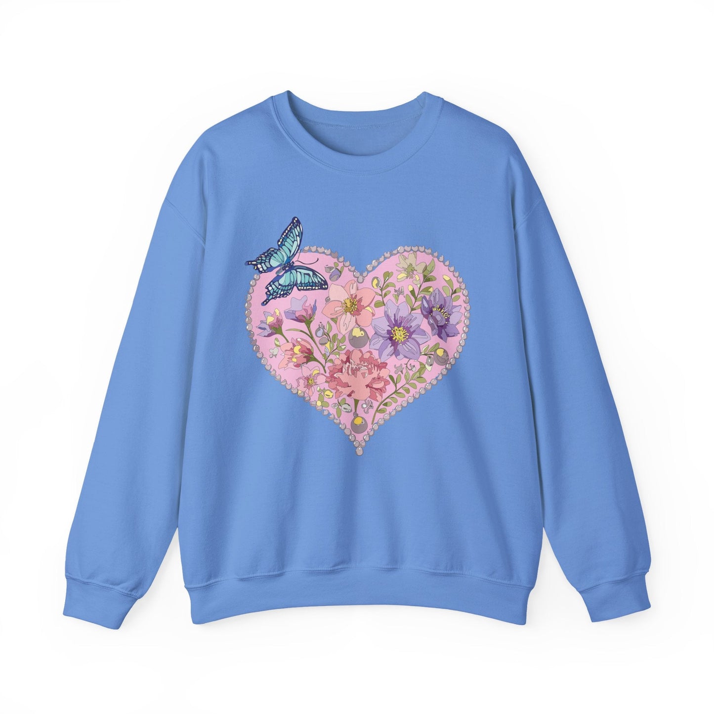 Floral Heart Sweatshirt Valentines Day Unisex Crewneck Cozy Comfort For Cold Weather