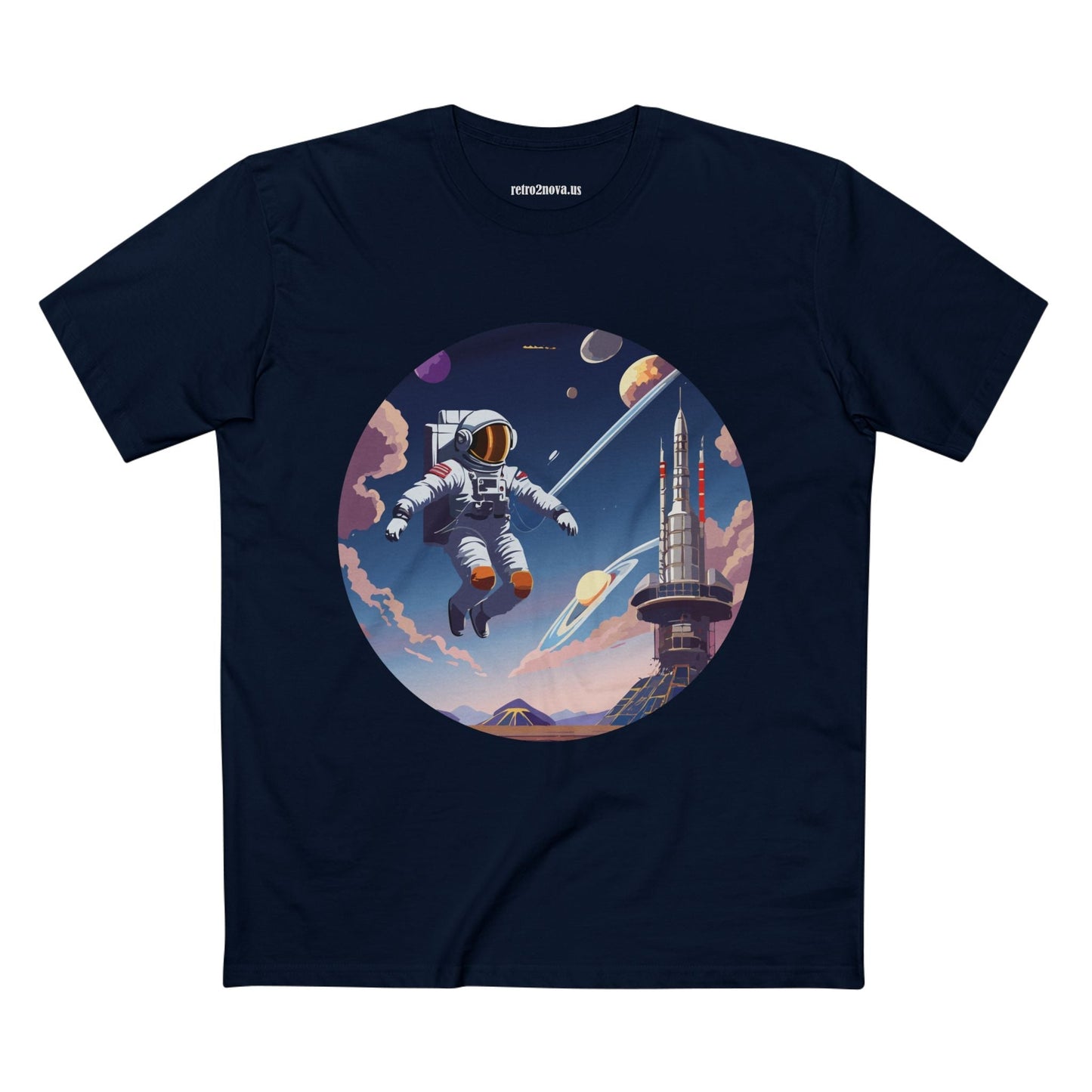 Cosmos Astronaut Shirt CS30 Unisex Premium Cotton Art Tee Featuring Retro2Nova Original Design