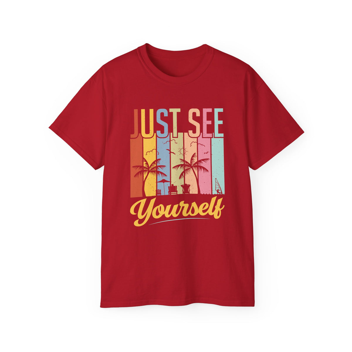 Just See Yourself T-Shirt | Retro Sunset Palm Trees Tee
