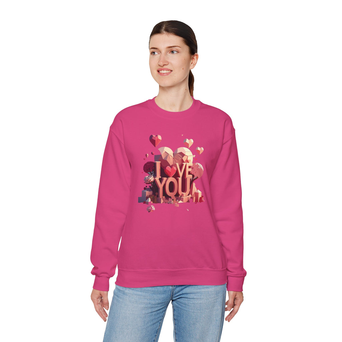 Unisex Big Heart Love Sweatshirt, Love Heart Sweatshirt, Floral Love Sweatshirt, 50/50 Cotton-Poly Valentine's Day Sweatshirt 10