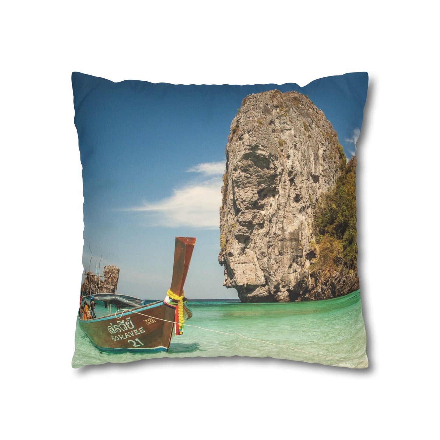 Beach Faux Suede Square Pillowcase