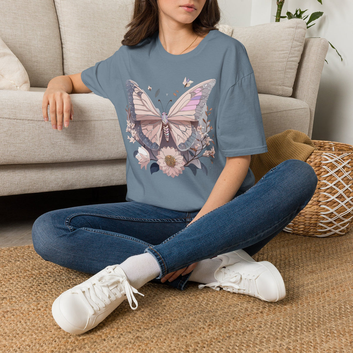 Pastel Butterfly Floral Wings Graphic Design Unisex 100 Cotton Gildan T-Shirt