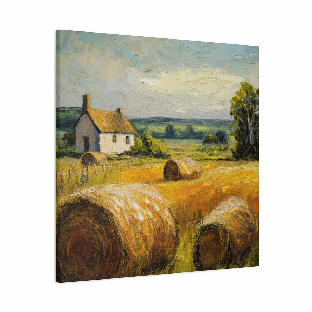 Countryside Print Canvas, Oil Paint Print 20x20, 24x24, 30x30, 32x32, 36x36 Art Design Print Pine-Wood Inner Frame MC-48