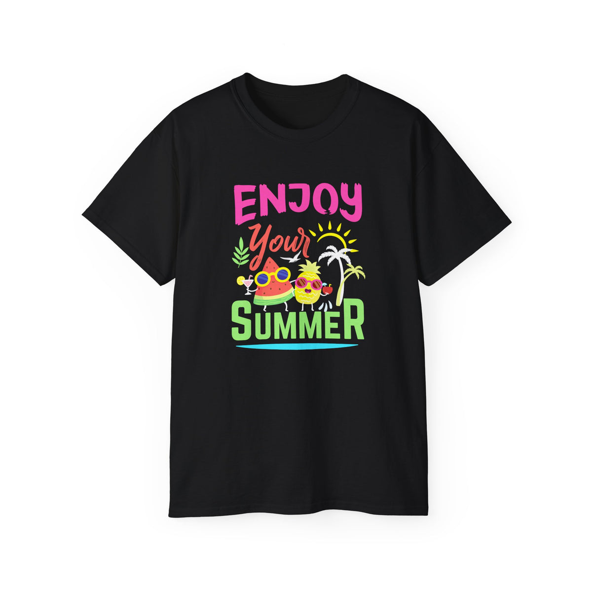 Enjoy Your Summer Tee | Tropical Pineapple Palm Tree Beach Shirt