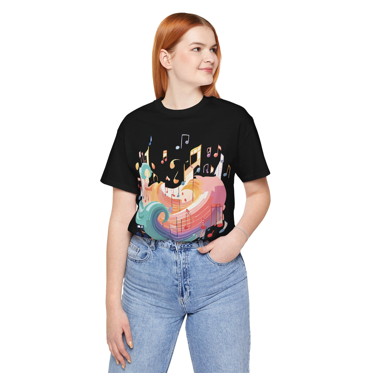 Music Graphic Unisex Cotton Bella+Canvas Tee with Art Design n153