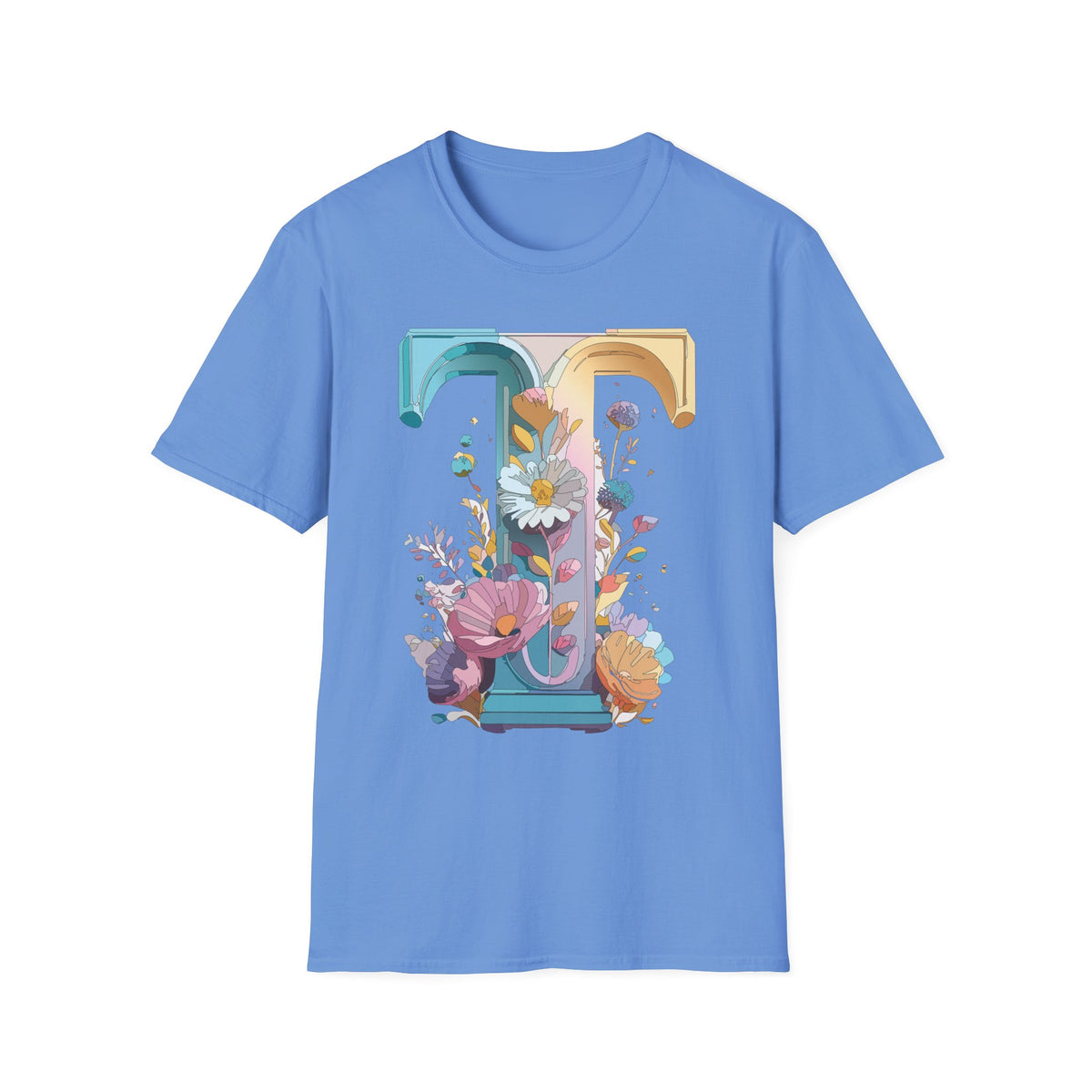 Floral Letter T Monogram T-Shirt | Botanical Initial Tee