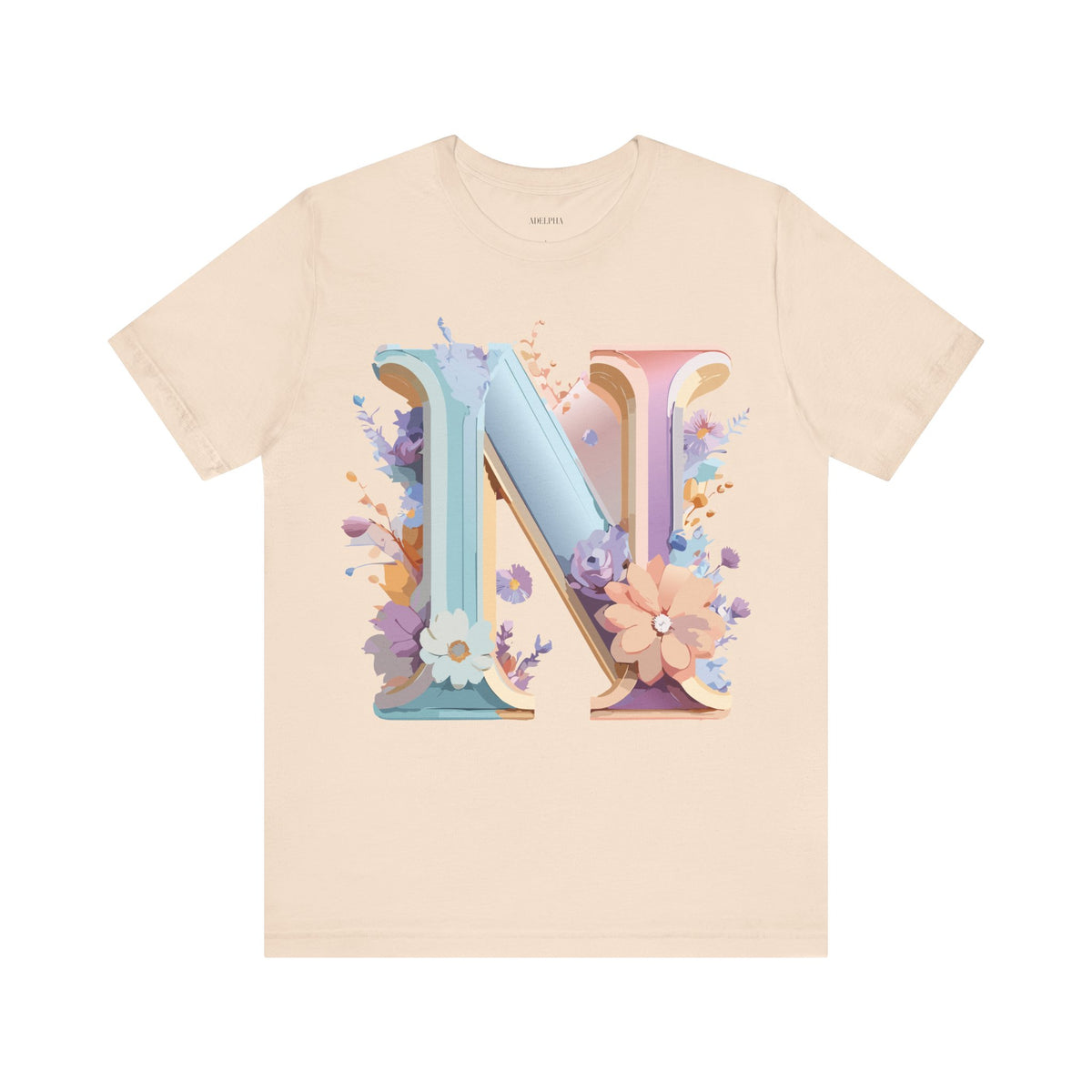 Letter N Graphic Unisex Cotton Bella+Canvas Tee with Art Letter Design
