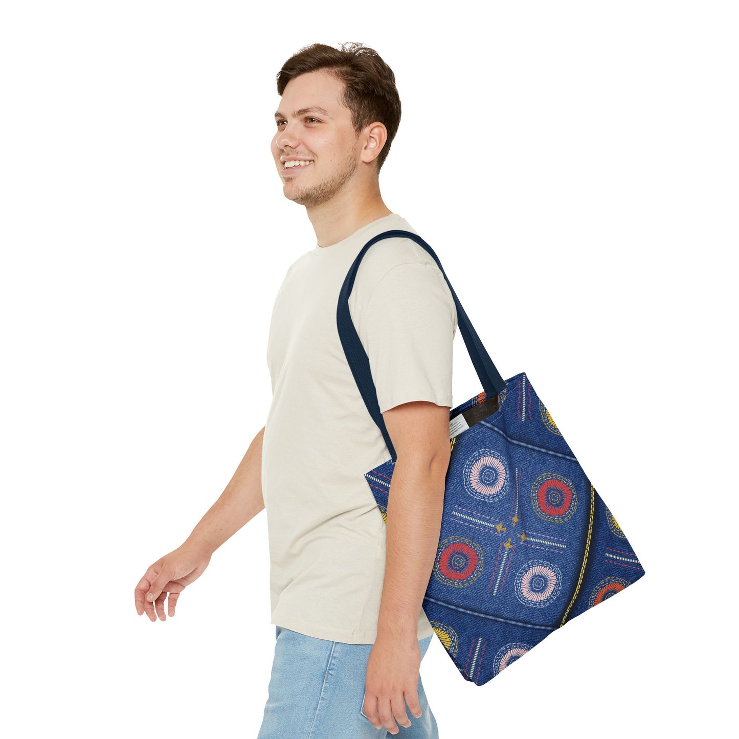 Diwali Graphic Denim Fabric Imitation Print Unisex Canvas Bag Poly Spun 3 Sizes Tote Bag 205-20