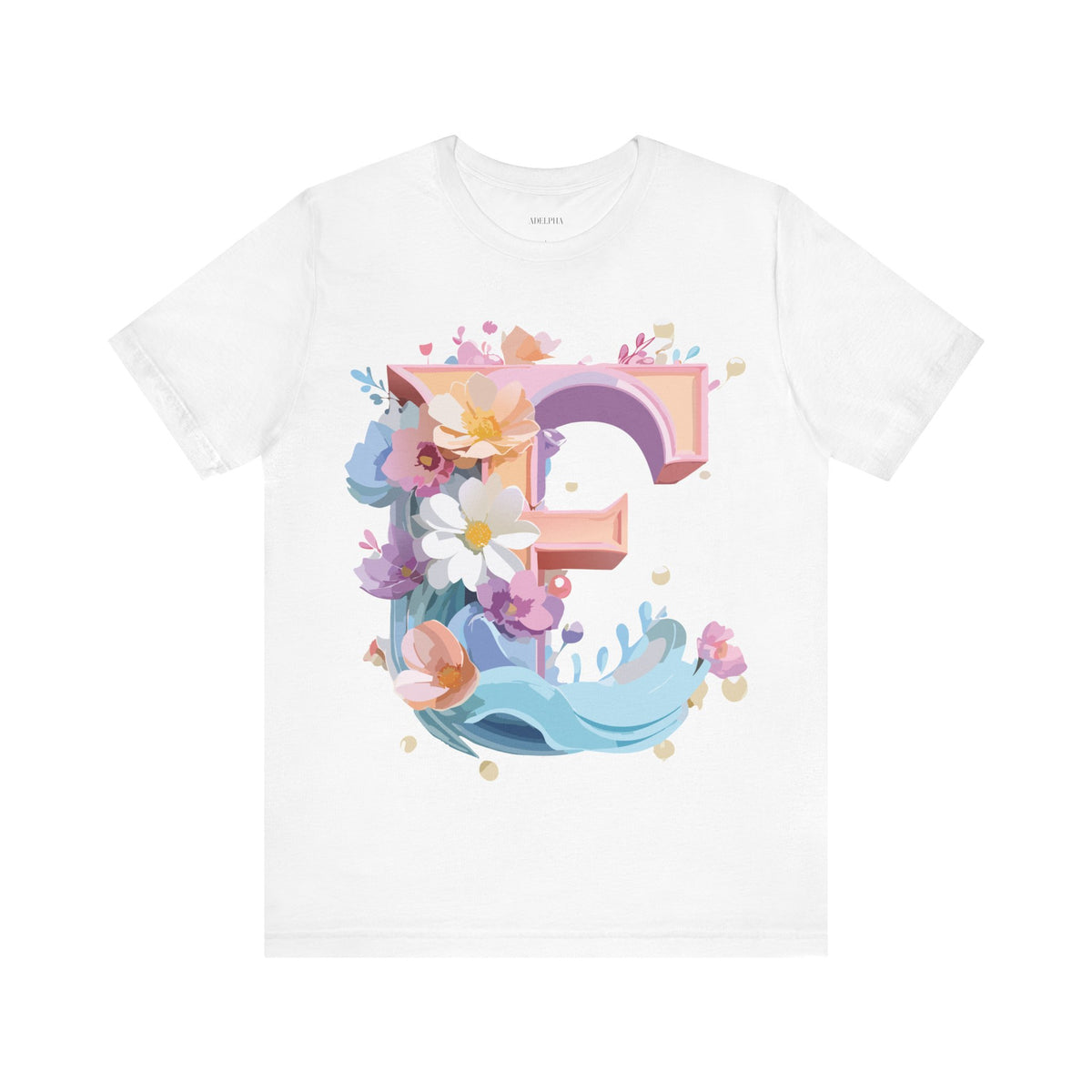 Letter E Graphic Unisex Cotton Bella+Canvas Tee with Art Letter Design