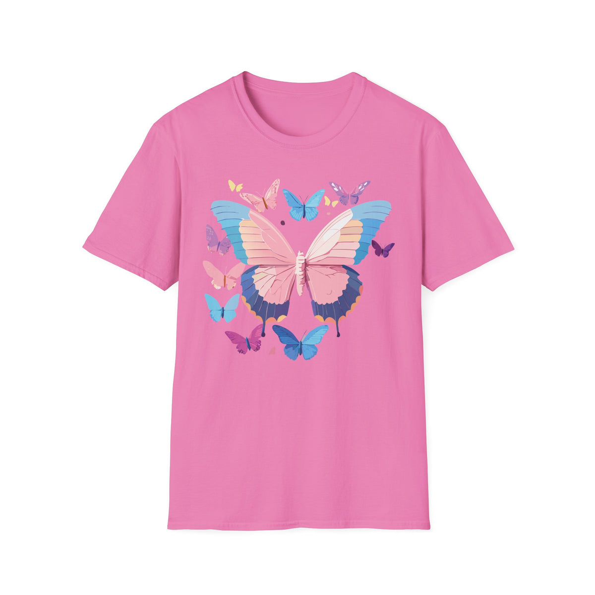 Butterfly Cluster T-Shirt — Pastel Pink & Blue Butterfly Graphic Tee Unisex 100 Cotton Gildan T-Shirt