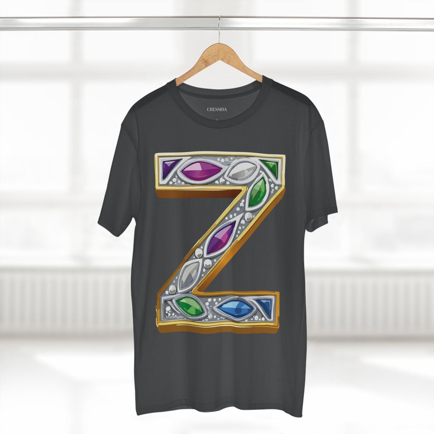 Letter Z Graphic Design Tee Unisex 100 Cotton With Antique Gold Letters Artwork T-Shirt