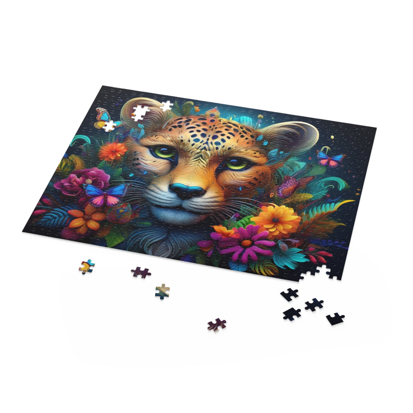 Puzzles-27 Kids Cheetah Puzzle 500-Piece  Floral Cheetah Puzzle 500-Piece, Animals Kids Puzzles Size: 16" x 20",  Ages 9+