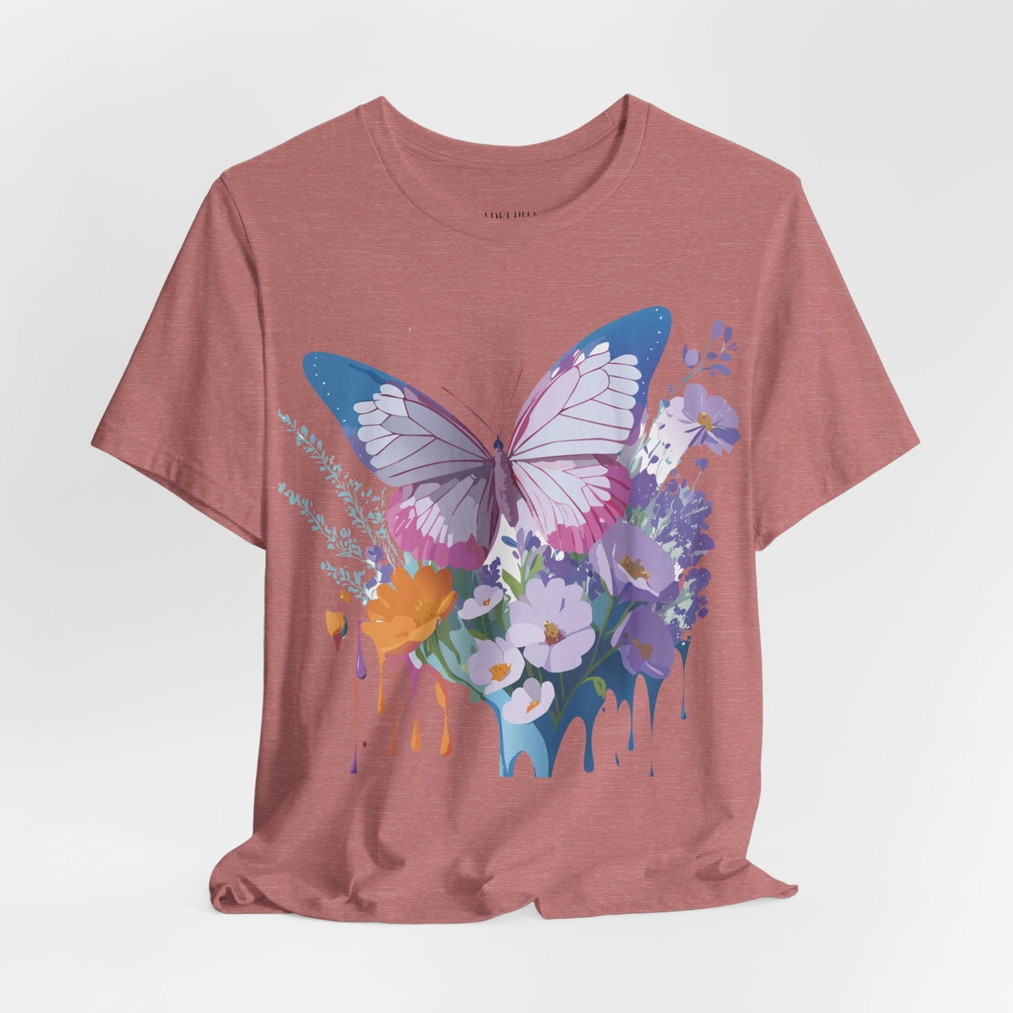 Butterfly Graphic Unisex 100 Cotton Lightweight Vintage Floral Design Jersey Tee 1