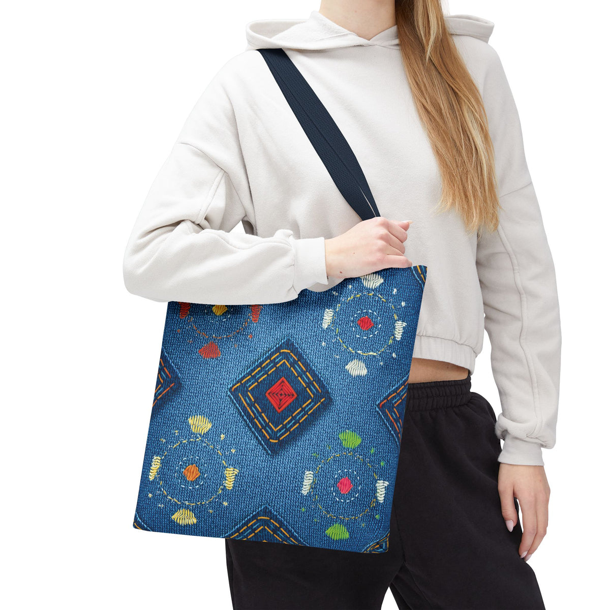 Diwali Graphic Denim Fabric Imitation Print Unisex Canvas Bag Poly Spun 3 Sizes Tote Bag 205-24