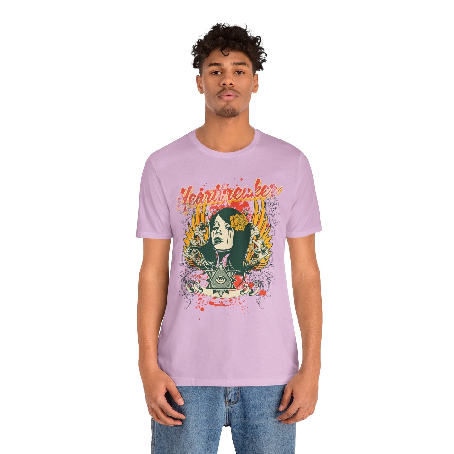 Heartbreaker Illustration Tee Retro Femme Portrait Floral Skull Graphic T-Shirt