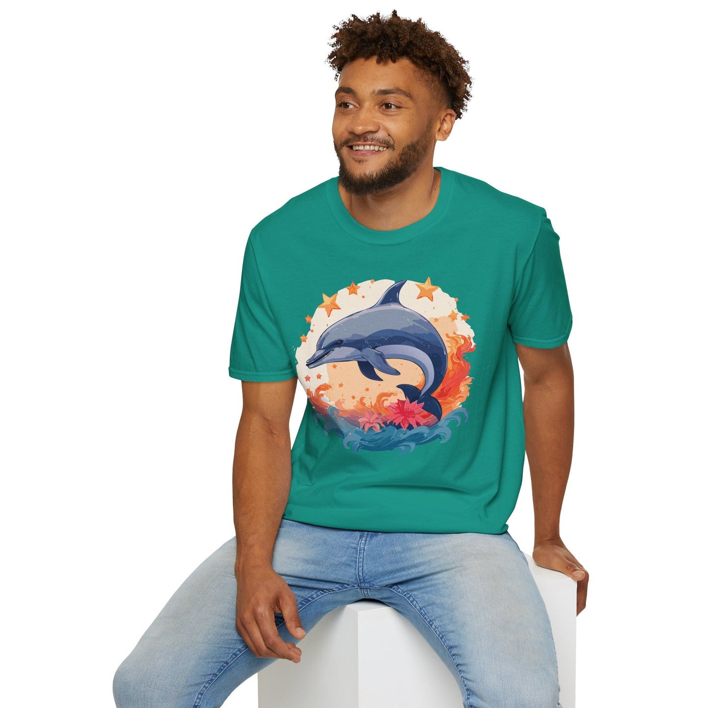 Dolphin Shirt Unisex Tee Gildan Softstyle 64000 100 Percent Ring Spun Cotton Comfort Wear