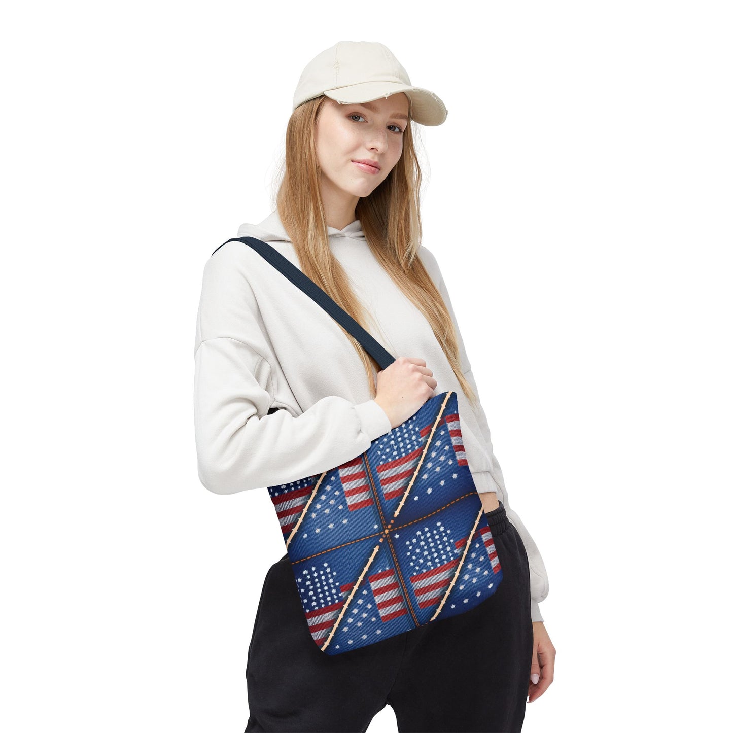 4th of July Graphic Denim Fabric Imitation Print Unisex Canvas Bag Poly Spun 3 Sizes Tote Bag 200-19