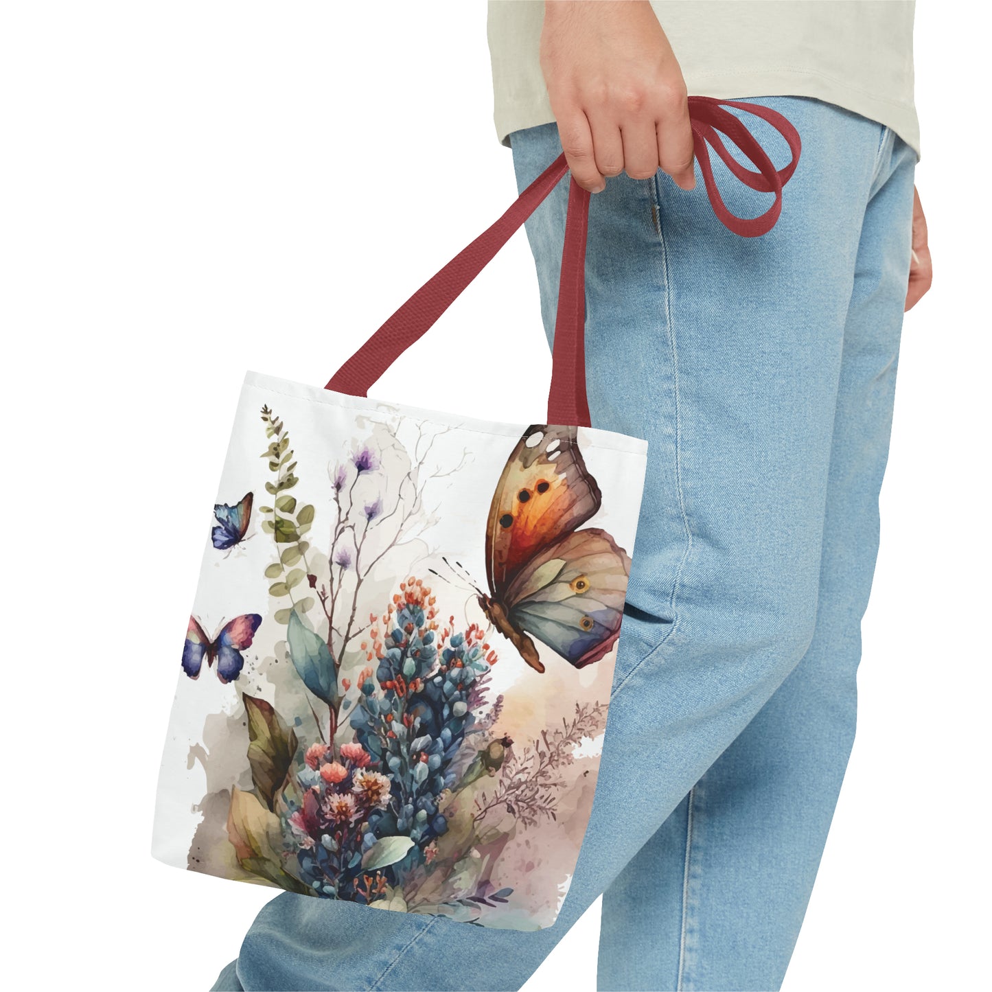 Bolsa de lona con estampado de mariposas 