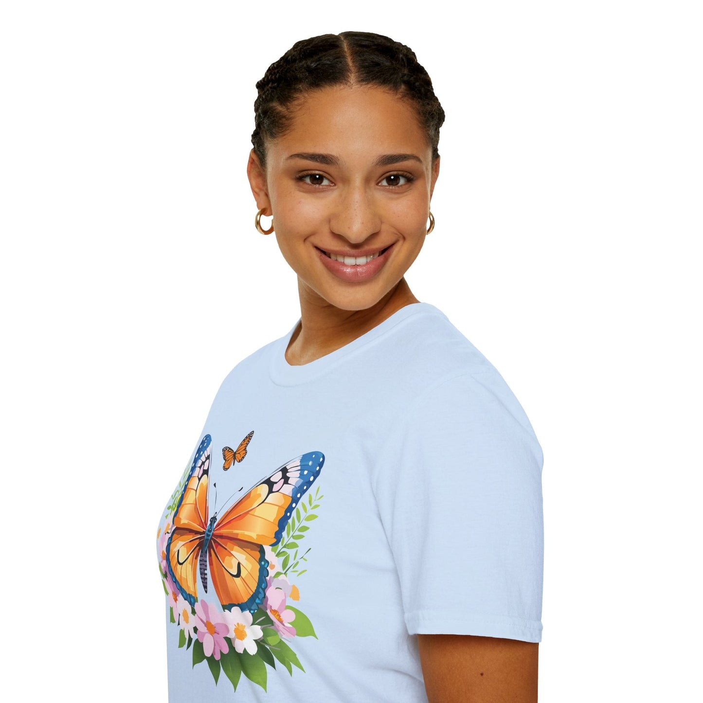 Butterfly Shirt Unisex Cotton Tee Monarch Butterfly Design Gildan Softstyle 64000 Short Sleeve