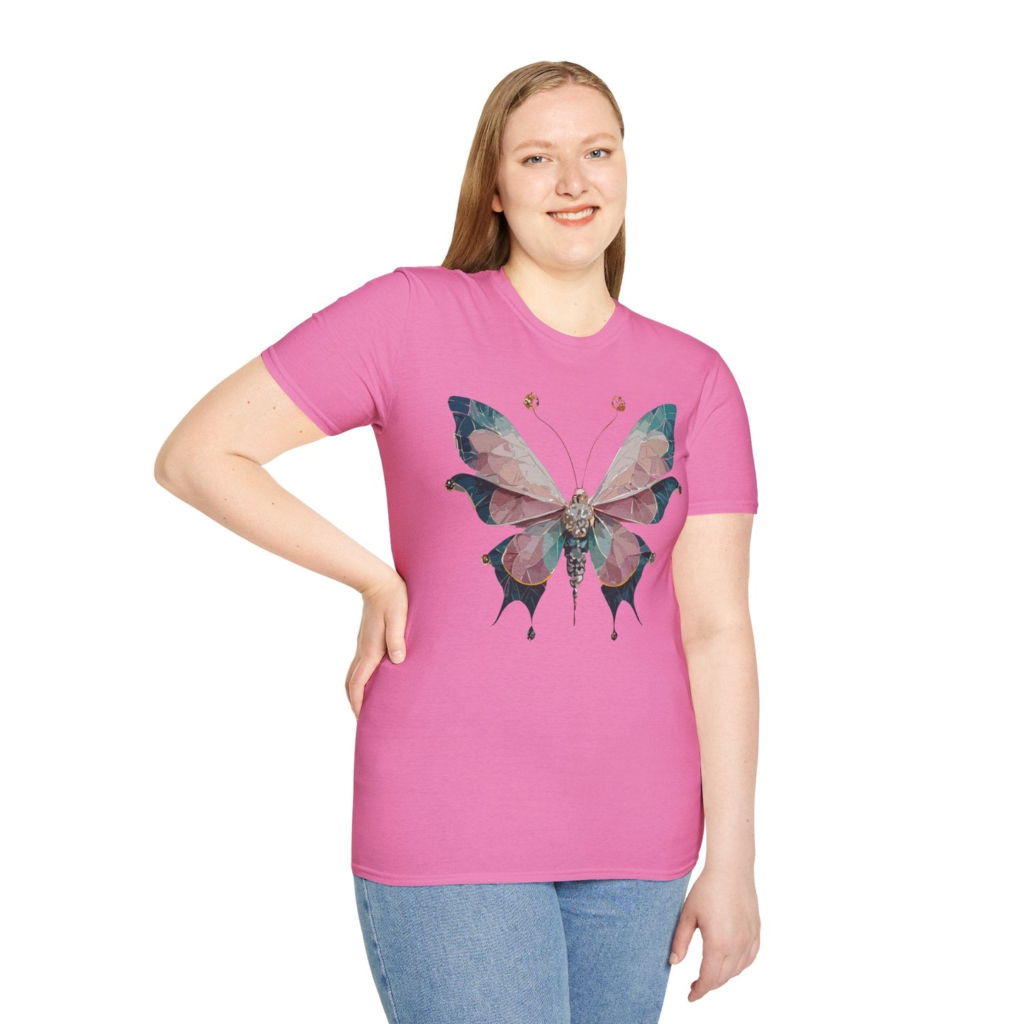 Butterfly Shirt Unisex T Shirt Monarch Print Gildan Softstyle 64000 100 Percent Ring Spun Cotton