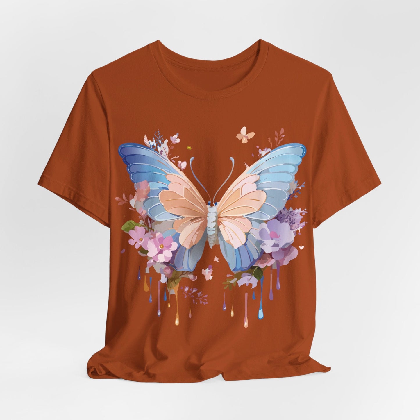 Butterfly Graphic Unisex 100 Cotton Lightweight Vintage Floral Design Jersey Tee 2