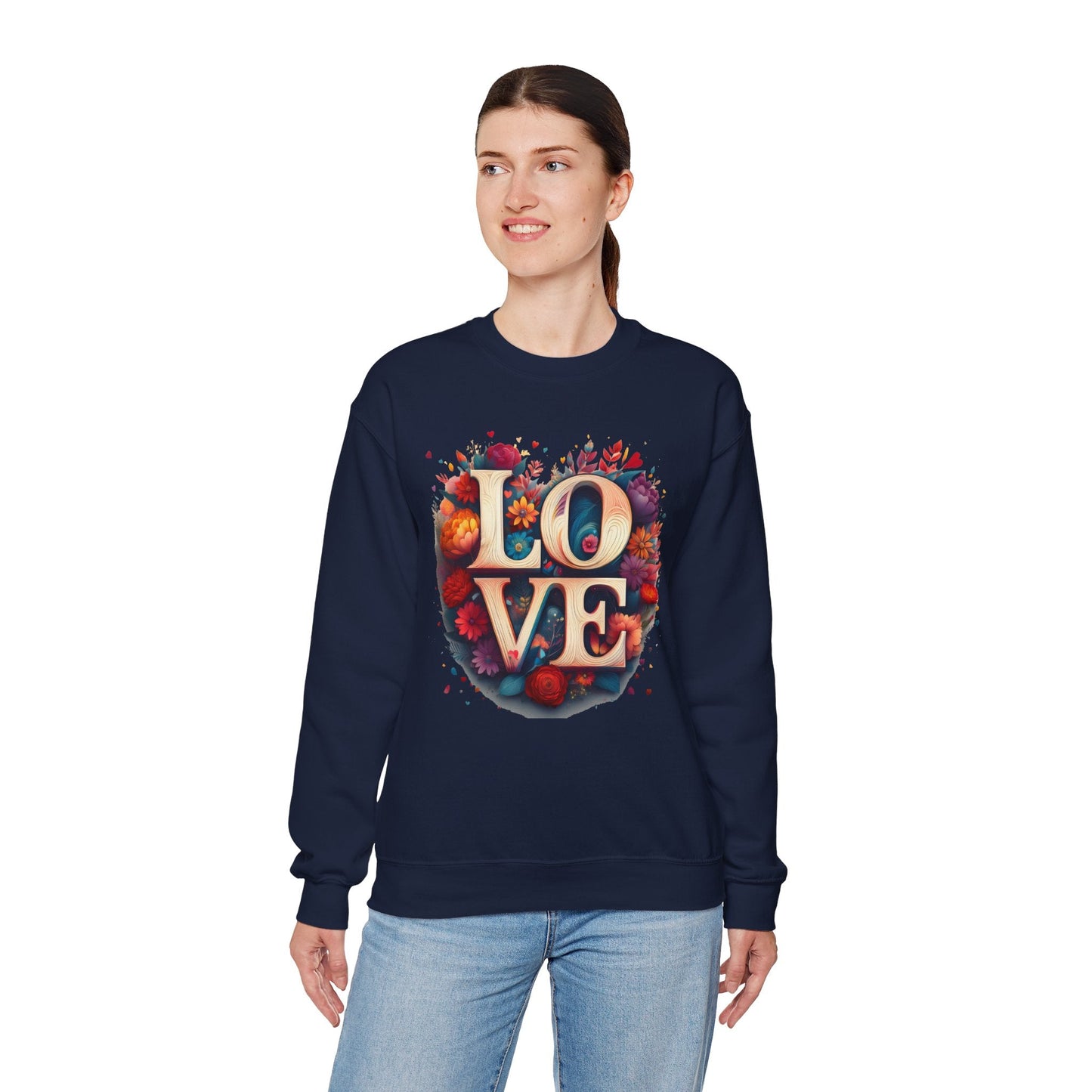 Floral Love Sweatshirt Unisex Valentines Day Gift Love Flower Crewneck Sweatshirt