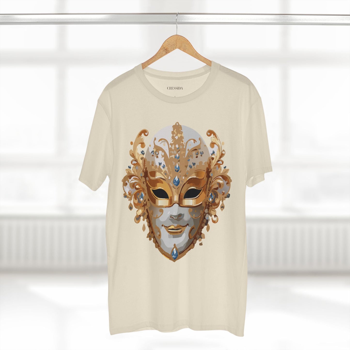 Carnival Mask Graphic T-Shirt Unisex 100 Cotton With Antique Gold Art Design Tee 20