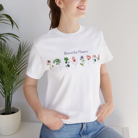 Baumwoll-T-Shirt mit Blumendrucken